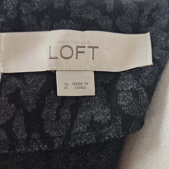 Ann Taylor Loft Charcoal Gray Leopard Print Tapered Shift Dress Size 2 Cheetah - Picture 7 of 8